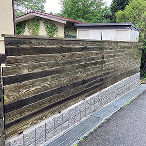 兵庫県宝塚市　個人邸　伐採後に崩れそうな既存ブロック・フェンスのリフォーム