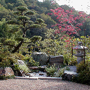 兵庫県宝塚市　山を借景として用いた枯山水の庭