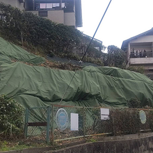 兵庫県川西市　個人邸　法面の木々伐採、植生防草シートの施工